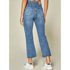MAX FASHION High-Rise Straight Fit Cropped Jeans-Blue