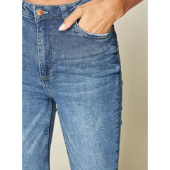 MAX FASHION High-Rise Straight Fit Cropped Jeans-Blue