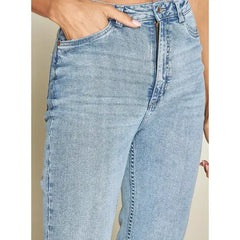 MAX FASHION High-Rise Straight Fit Cropped Jeans-Blue