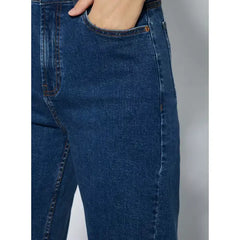 MAX FASHION Plain Wide Leg Jeans-Blue