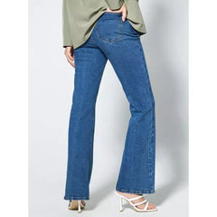 MAX FASHION Plain Flare Leg Jeans-Blue