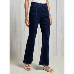 MAX FASHION Plain Flared Jeans-Blue