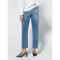 MAX FASHION High-Rise Straight Fit Cropped Jeans-Blue