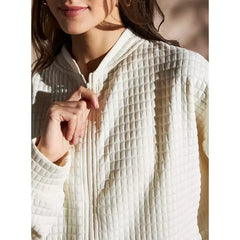 MAX FASHION Quilted Bomber Jacket-White