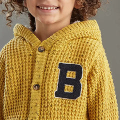 Max fashion Waffle and Sherpa Lined Hooded Sweater Yellow