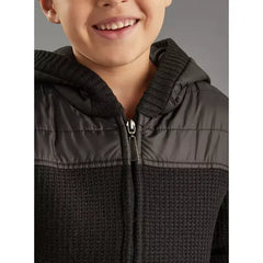 Max fashion Textured Jacquard Hooded Sweater black