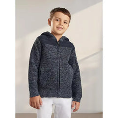 Max fashion Textured Jacquard Hooded Sweater blue