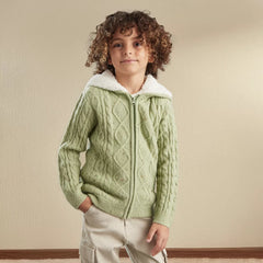 Max fashion Sherpa Lined Hooded Sweater green