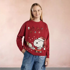 Max fashion Snoopy Sequinned Sweater red