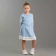 Max fashion Varsity Sweater and Skirt Set blue
