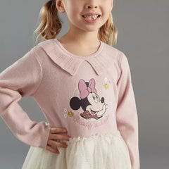 Max fashion Minnie Mouse Print Collared Sweater Dress pink