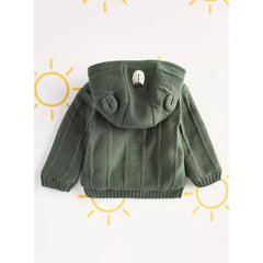 Textured Zip Through Hooded Cardigan