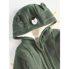 Textured Zip Through Hooded Cardigan