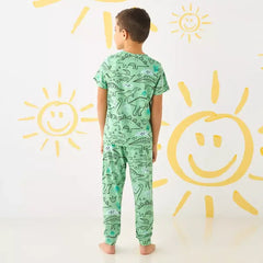 Max fashion All-Over Dinosaur Print T-shirt and Pyjama Set green