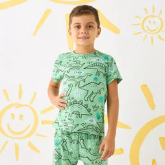 Max fashion All-Over Dinosaur Print T-shirt and Pyjama Set green