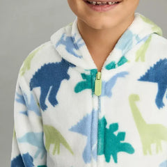 Max fashion All-Over Dinosaur Print Onesie with Hood blue