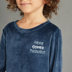Max fashion Monster Detail T-shirt and Pyjama Set blue