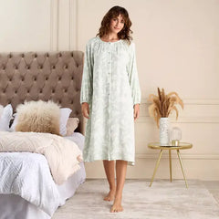 Max fashion All-Over Stencil Floral Print Night Dress green