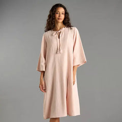 Max fashion Floral Embroidered Cotton Night Dress orange