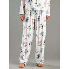MAX FASHION All-Over Stitch and Angel Print Shirt and Pyjama Set-Multicolour
