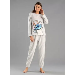 Stitch Print Pyjama Set-Gray