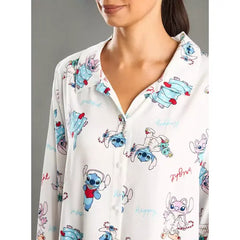 MAX FASHION All-Over Stitch and Angel Print Sleepshirt-Cream