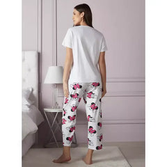 MAX FASHION Minnie Mouse Print Cotton Pyjama Set-White