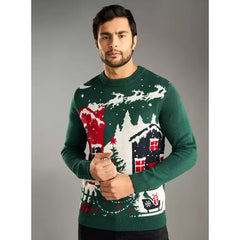 Festive Textured Sweater Green