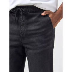 MAX FASHION Plain Stretchable Jogger Jeans-Black