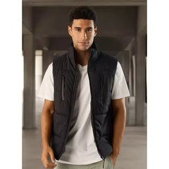 Plain Sleeveless Zip Through Puffer Jacket