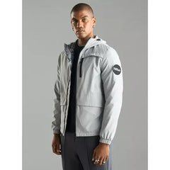 Slogan Graphic Print Reversible Hooded Jacket - Gray