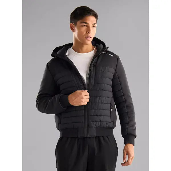 Quilted Hooded Puffer Jacket Black