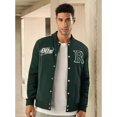 Applique Detail Bomber Jacket - Green