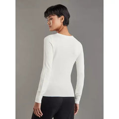 Ribbed Jumper with Crew Neck and Long Sleeves White