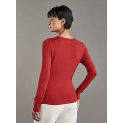 Ribbed Jumper with Crew Neck and Long Sleeves Red