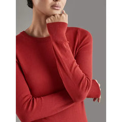 Ribbed Jumper with Crew Neck and Long Sleeves Red