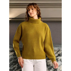 Textured Turtle Neck Sweater with Long Sleeves