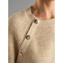 Textured Raglan Sleeves Sweater brown