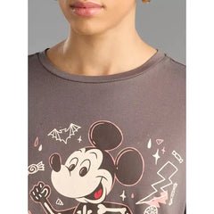 MAX FASHION Mickey Mouse Print T-shirt-Brown