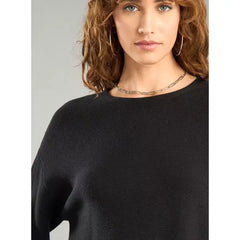 Textured Crew Neck Sweater Black