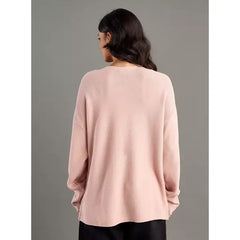 Textured Crew Neck Sweater Pink