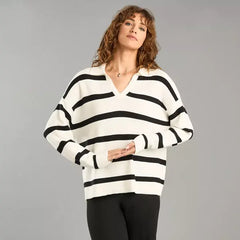Striped Collared Jumper white