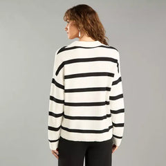 Striped Collared Jumper white