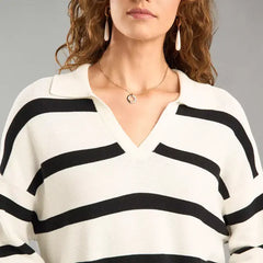 Striped Collared Jumper white