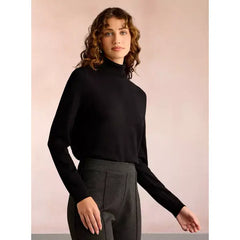 Plain Turtle Neck Jumper with Long Sleeves Black