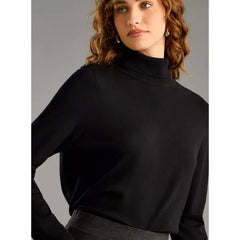 Plain Turtle Neck Jumper with Long Sleeves Black