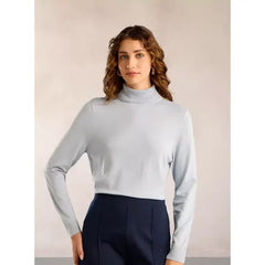 Plain Turtle Neck Jumper with Long Sleeves gray