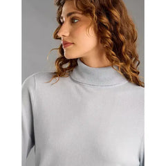 Plain Turtle Neck Jumper with Long Sleeves gray