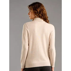 Plain Turtle Neck Jumper with Long Sleeves Cream