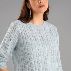 Lurex Textured Sweater Blue